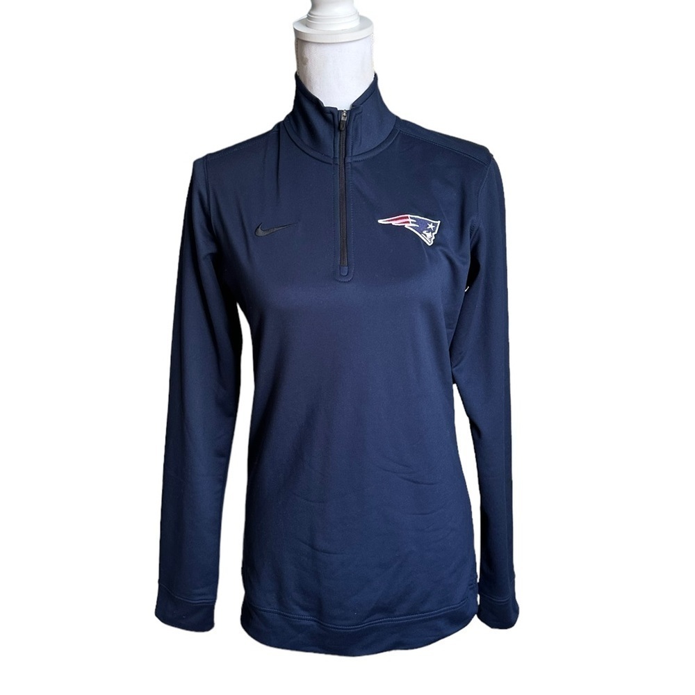 New England Patriots Nike Dri-Fit Half Zip Pullover Navy NFL Size Small NWT - Picture 1 of 17